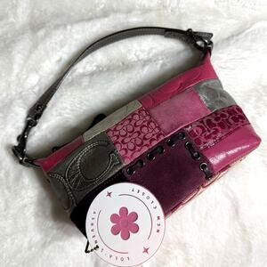 y2k Coach Vintage Pink Patchwork Demi Baguette Shoulder Bag Small Mini Purse